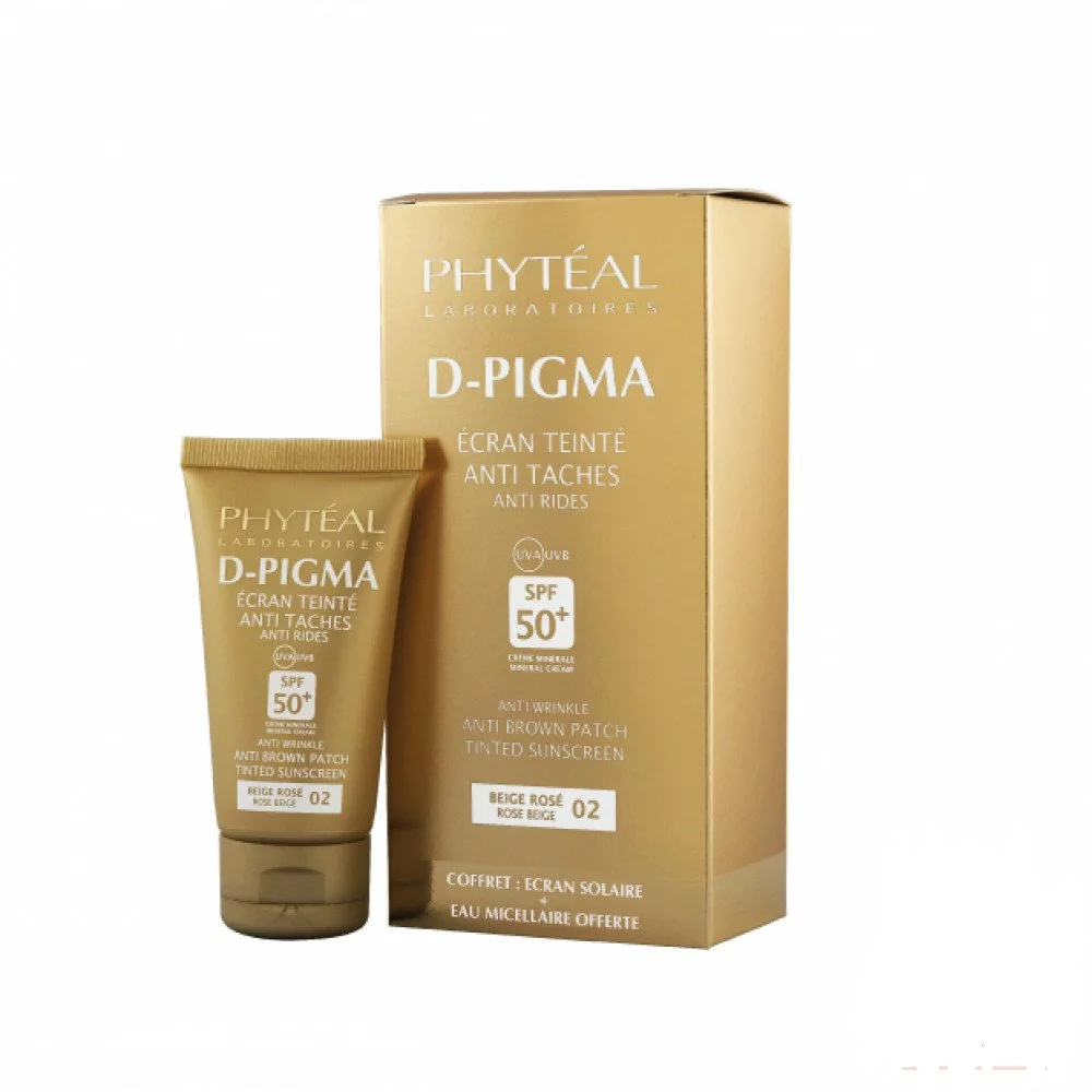 PHYTEAL COFFRET DPIGMA ECRAN TEITE BEIGE ROSE SPF50+50ML+EAU MICEL GR