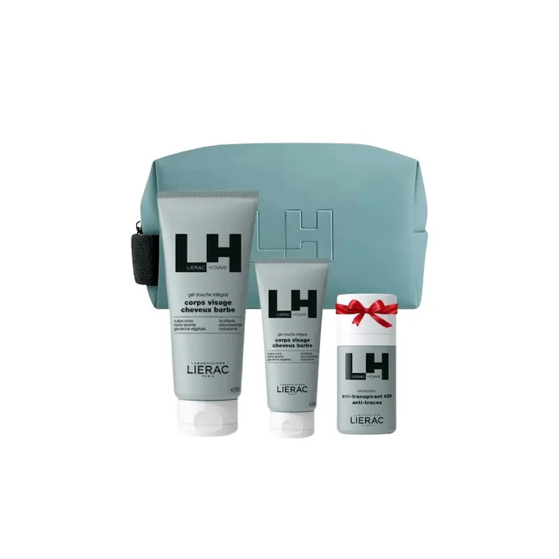 LIERAC TROUSSE HOMME( GEL DOUCHE+ GEL HYDRATANT+DEODORANT OFFERT)