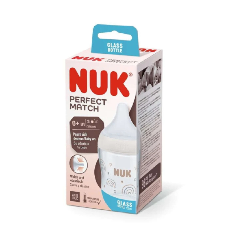 NUK PERFECT MATCH BIBERON EN VERRE BLANC 120ML 0M+